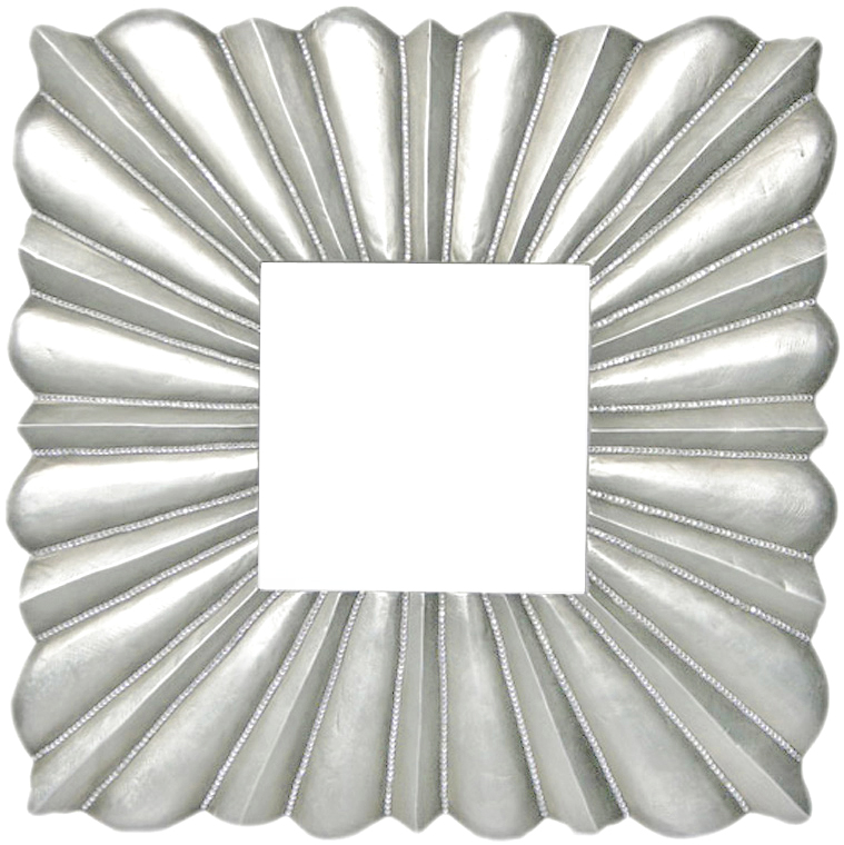 MS093 Wall décor art mirror silver modern square with diamantes